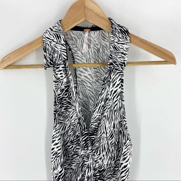 NEW Free People Coco V-Neck Zebra Animal Print Racerback Tank Top XL - Picture 5 of 12